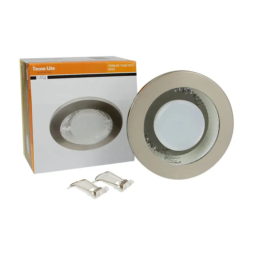 Lámpara empotrable led tecnolite nadi 9w luz flexible cálida base e27 satinado