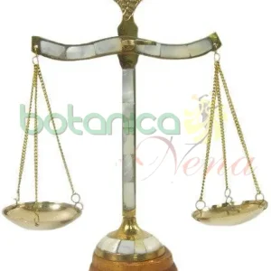 Pack de Pilas Balanza Medina de Bronce con Madre Perla y Base en Madera 9"Alto x 7"Ancho