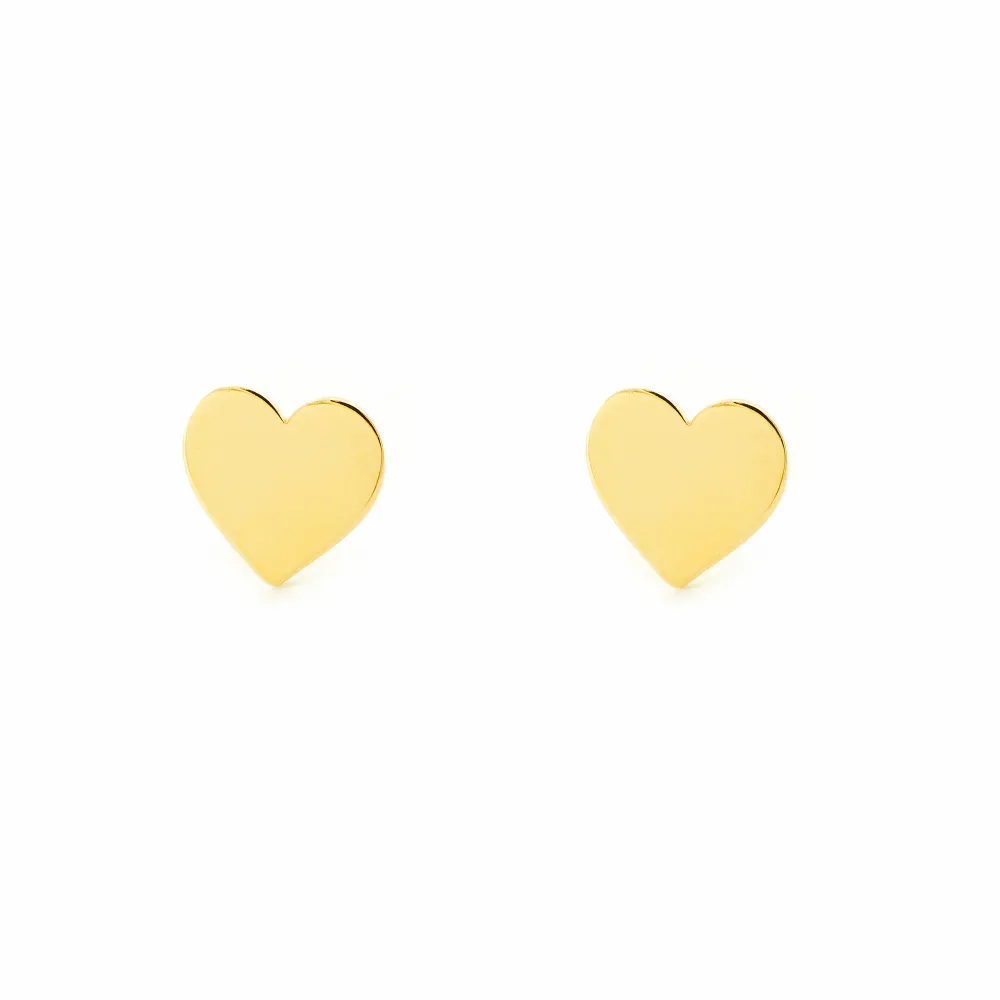 Pendientes Mujer-Niñ Oro Amarillo 9K Liso Corazón Brillo para Dispositivos de Alto Consumo