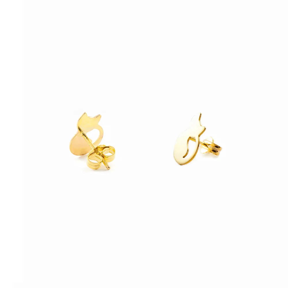 Pendientes Niñ Oro Amarillo 9K Gato Brillo para Mandos Distancia