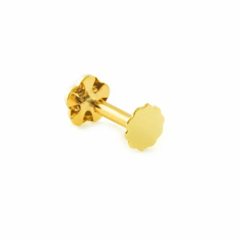 Piercing Oro Amarillo 9K Cartilago Flor Circonitas Brillo Listas para Usar