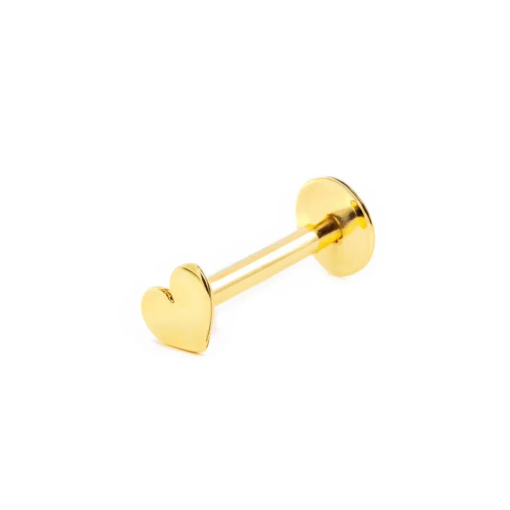 Pilas de Litio Piercing Oro Amarillo 9K Labio Corazón Brillo