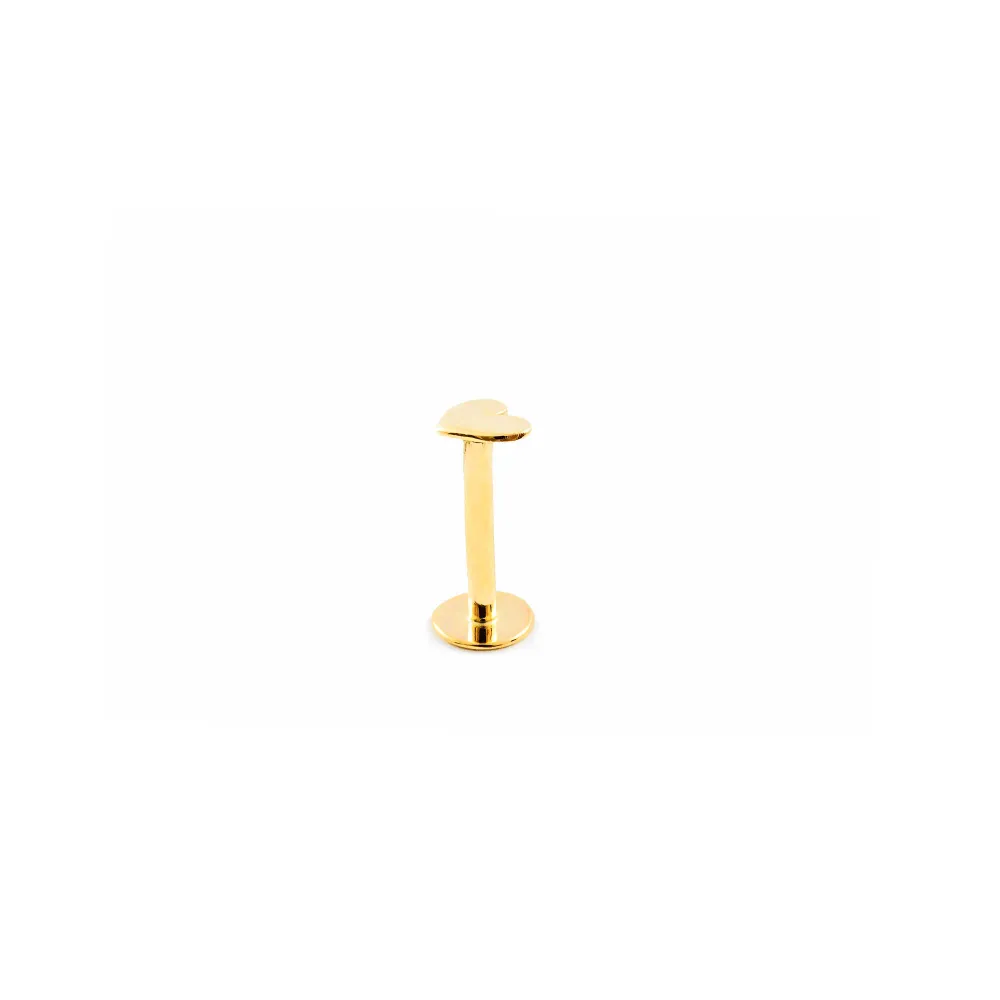 Pilas de Litio Piercing Oro Amarillo 9K Labio Corazón Brillo