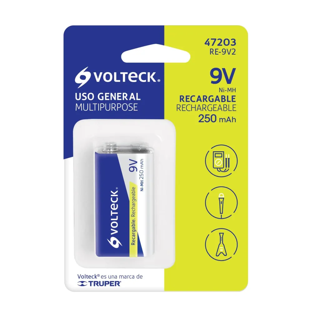 Pilas de Litio Pila recargable, uso general, 9 V, 250 mAh, 1 pieza