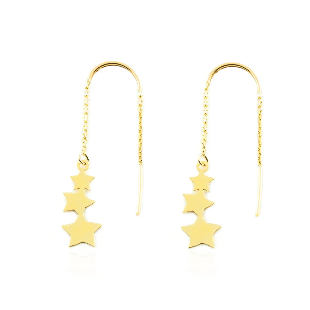 Recargables Premium Pendientes Mujer Oro Amarillo 9K Estrella Brillo