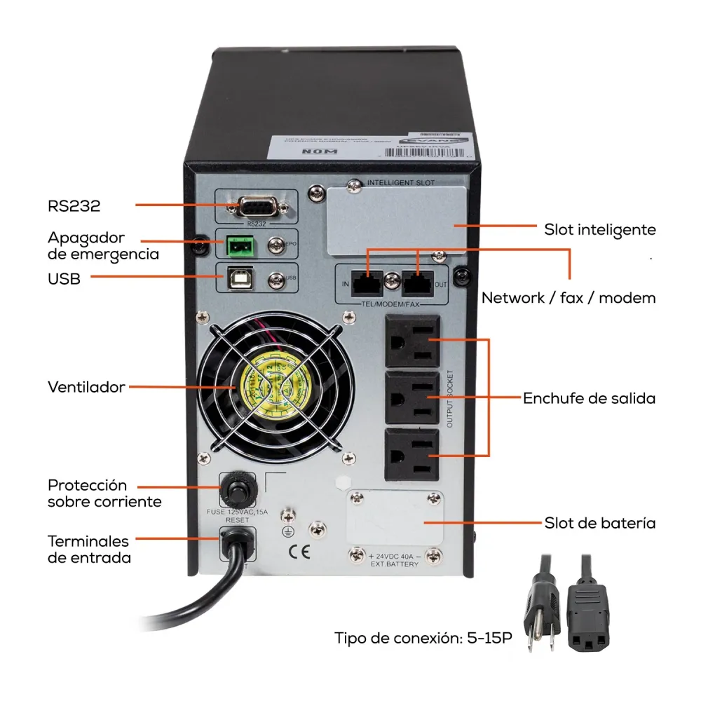 UPS EVANS E1KVA/S900W - UPSEV1KVA AA - 24 Unidades