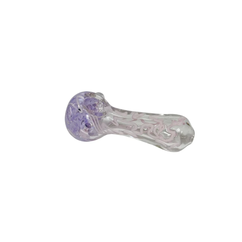 Portátil Pipa vidrio Spoon Puntos Morados y Lineas Rosa 80