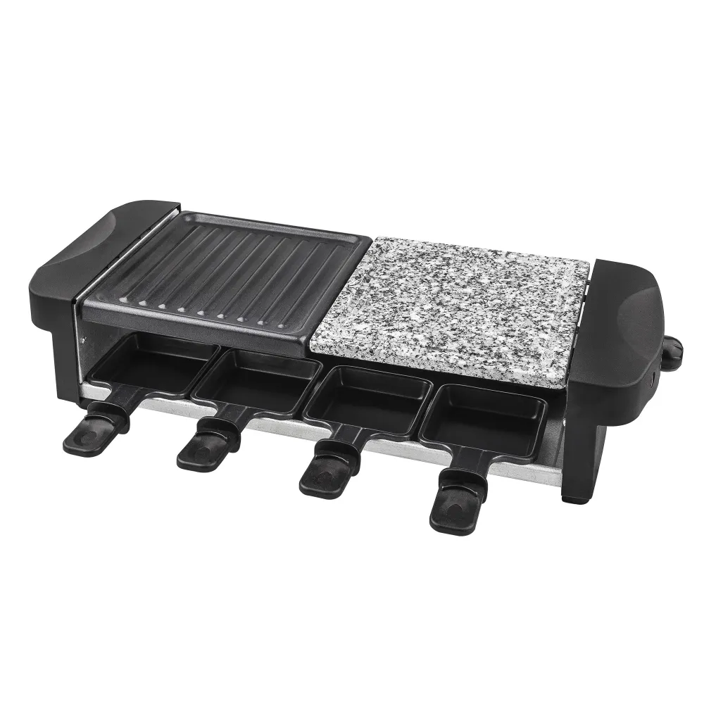 Raclette Grill con Piedra 1200 Wattios de Potencia - 8 Sartenes Individuales