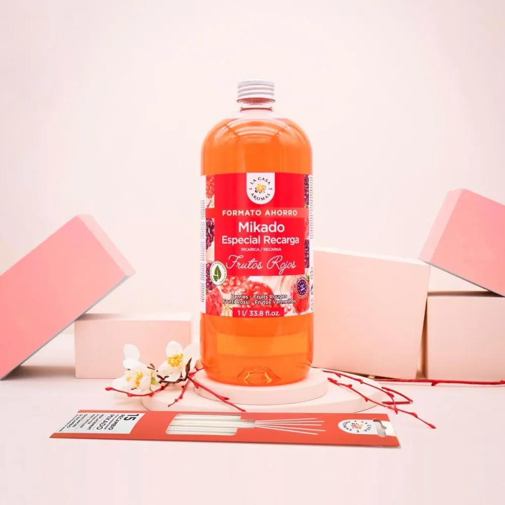 Mikado Ambientador Recambio Frutos Rojos 1 Litro para Recarga y Reposición 2D-07-B