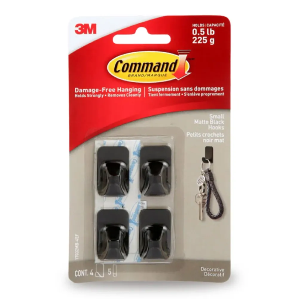 Set de 4 Ganchos Negros Command 3M aseomira