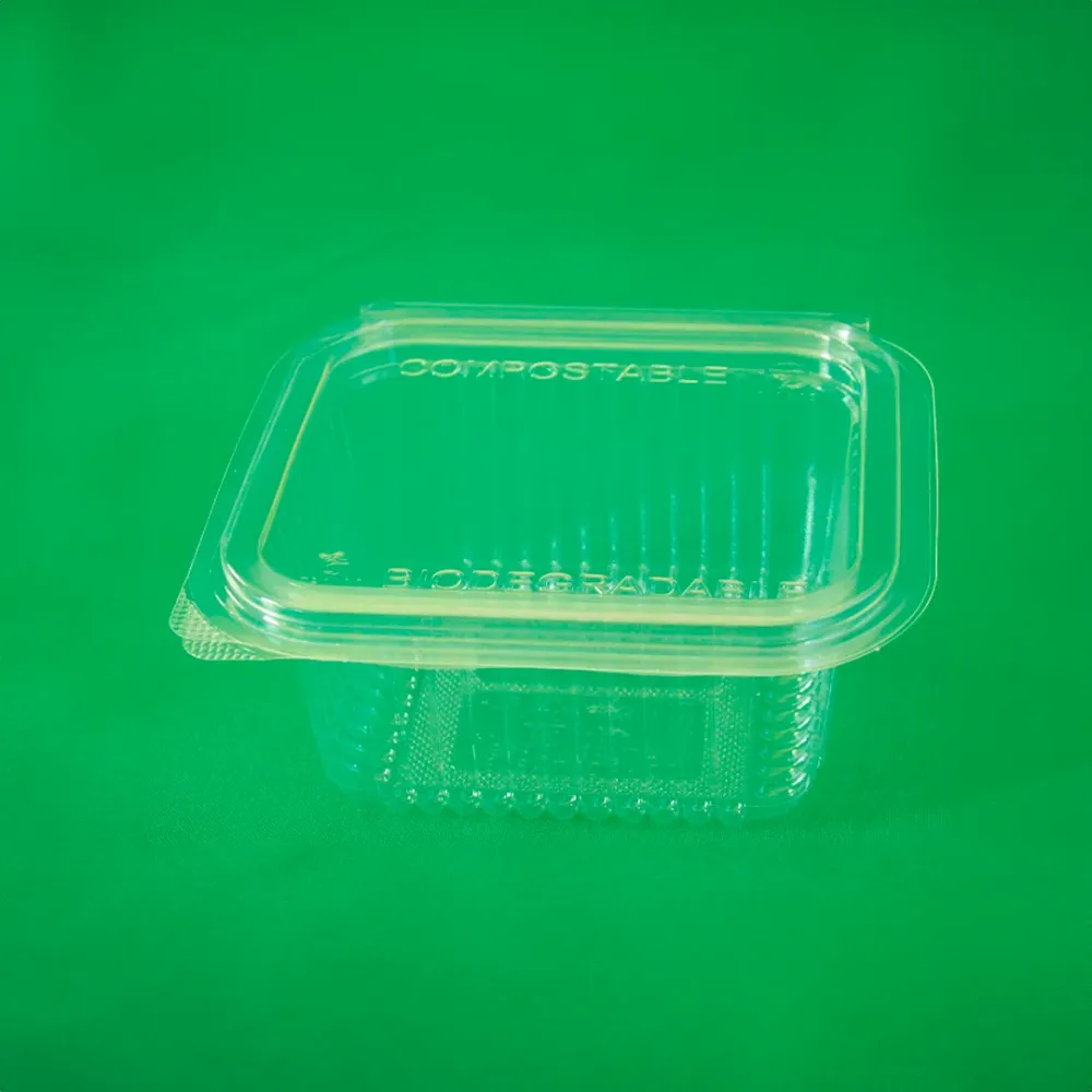 CONTENEDOR RECTANGULAR TRANSPARENTE + TAPA PLA cc 250 126x117 h40mm - BIOECO Transparente
