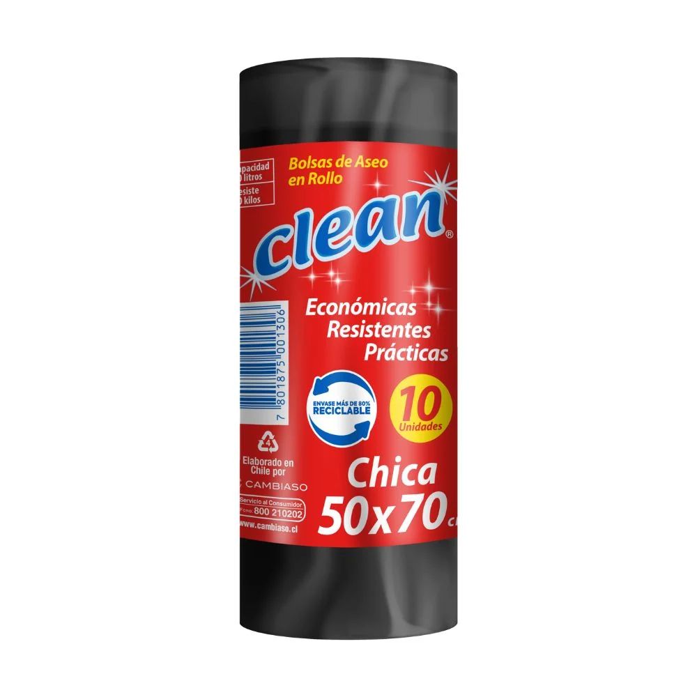 Bolsa Basura 50 X 70 Rollo (10 Unidades) CLEAN