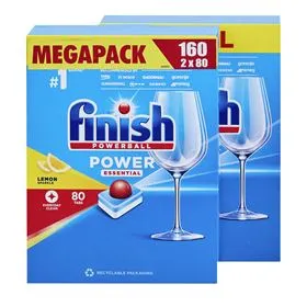 FINISH POWER ESSENTIAL LEMON CÁPSULAS PARA LAVAVAJILLAS 80 UNIDADES