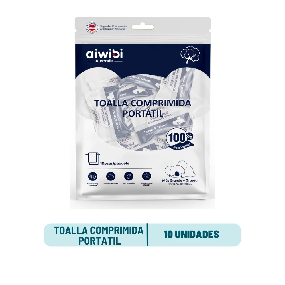 Toalla Comprimida Aiwibi - 10 Unidades Quinta Pañal