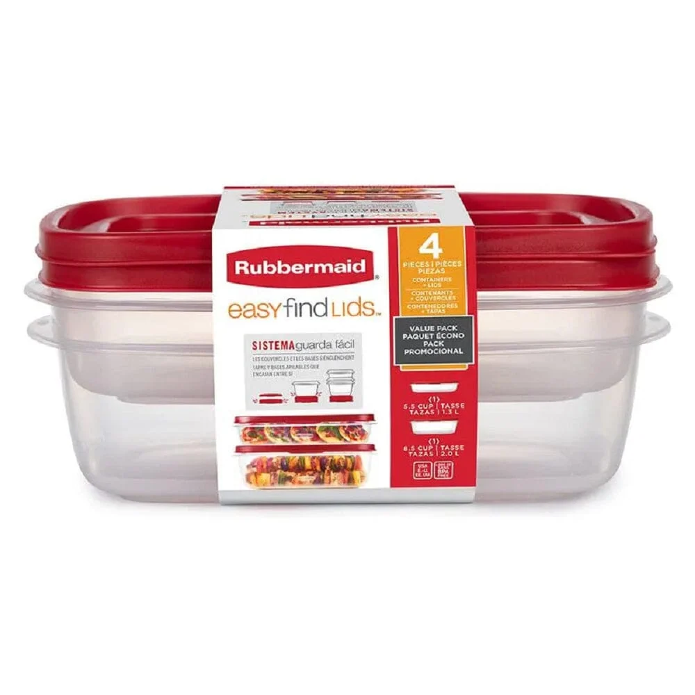 2 Contenedores Herméticos 1.3 Lt + 2 Lt RUBBERMAID