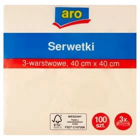 SERVILLETAS ARO DE 3 CAPAS BEIGE 40 X 40 CM 100 PIEZAS
