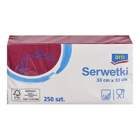 SERVILLETAS ARO DE 2 CAPAS BURDEOS 33 X 33 CM 250 UNIDADES