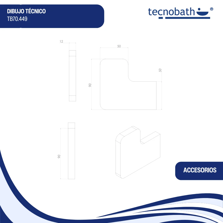 Percha Para Baño Cromo Tecnobath