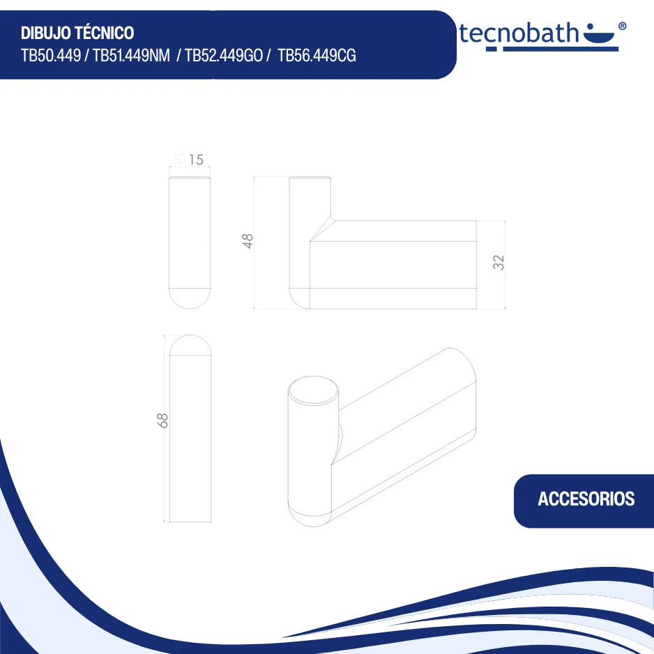 Percha Para Baño Gris Oxford Tecnobath