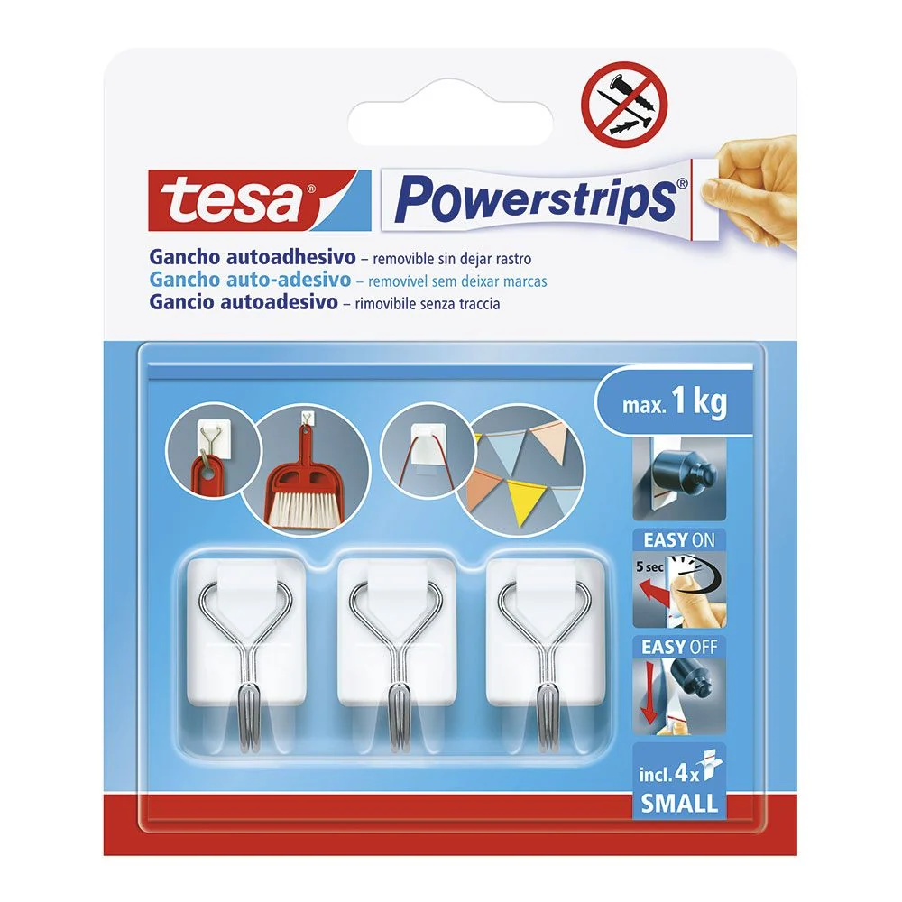 GANCHO AUTOADHESIVO POWERSTRIPS S, BLANCO TESA