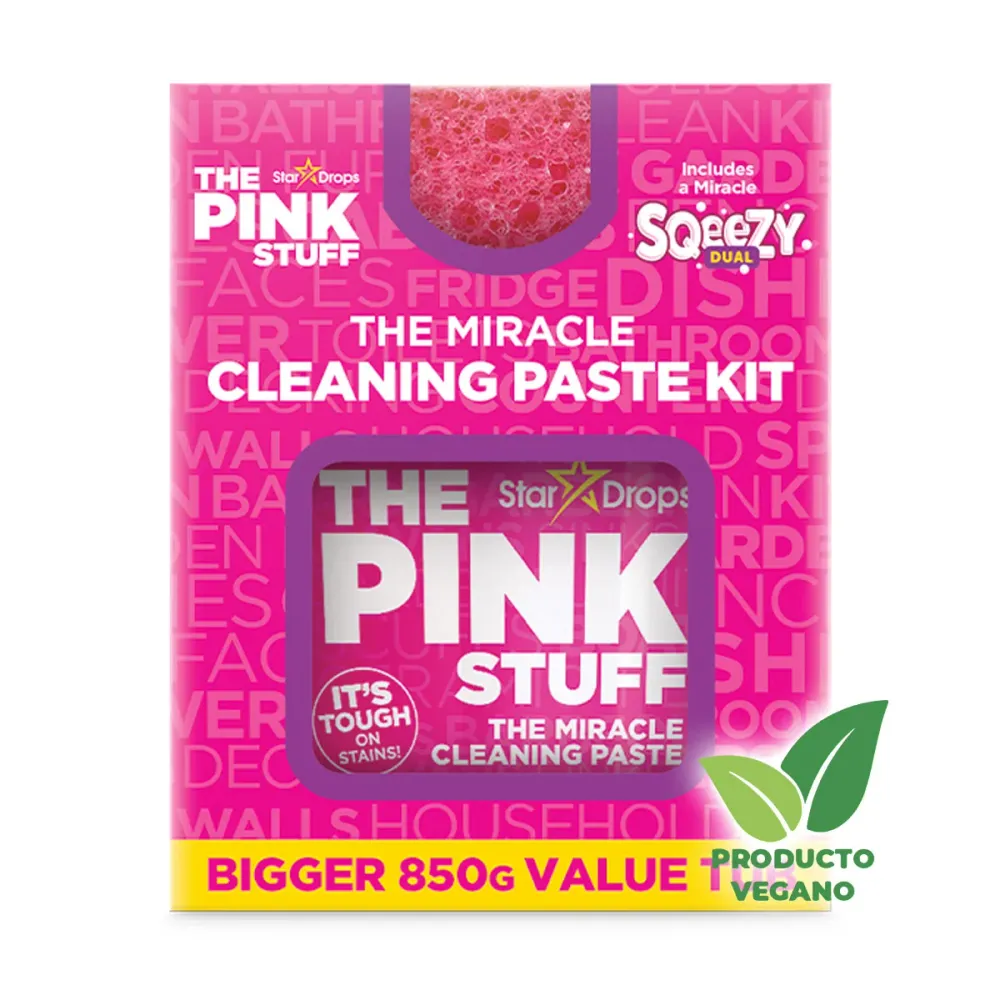 Pack Pasta Limpiadora Multiuso + Esponja Sqeezy Dual Pink Stuff x $10.490 - 🌱 🇬🇧 Producto Vegano del Reino Unido