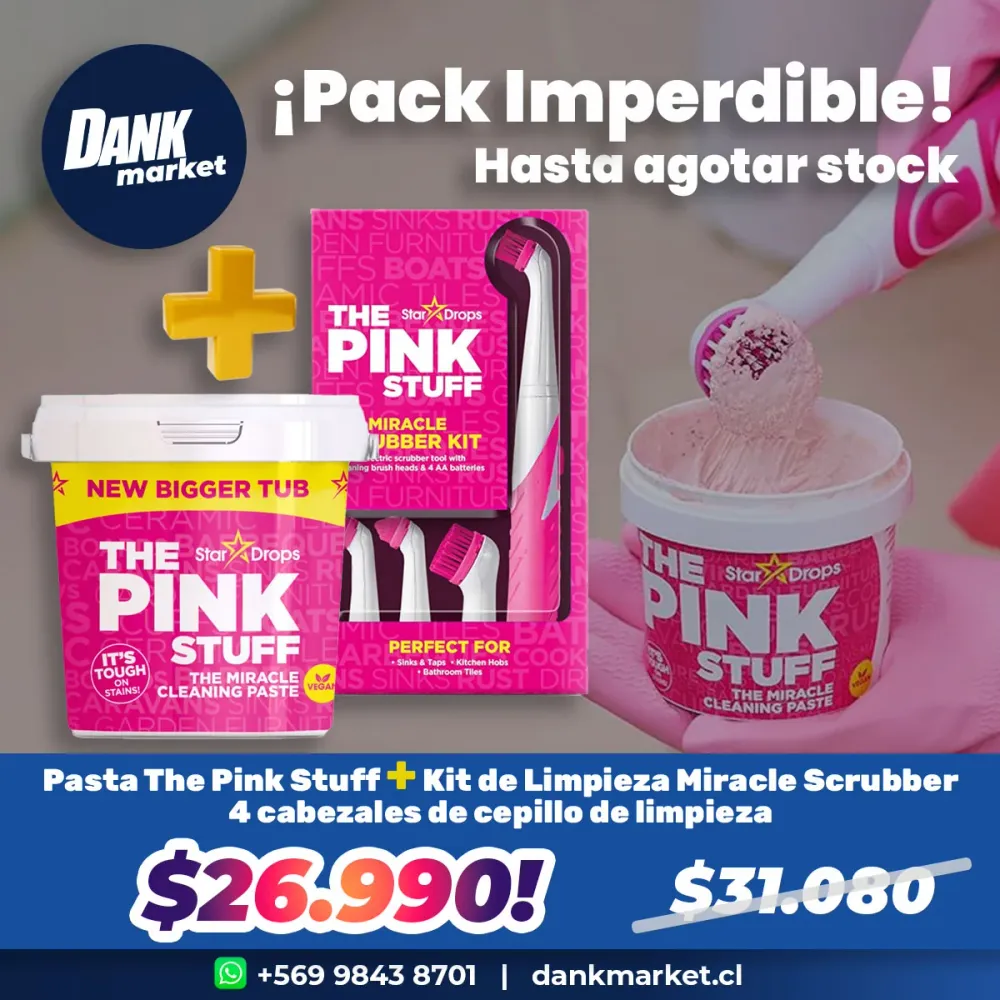 Pack Pasta Limpiadora Multiuso + Kit Cepillo Eléctrico y 4 Cabezales Pink Stuff x $26.990 - 🌱 🇬🇧 Producto Vegano del Reino...