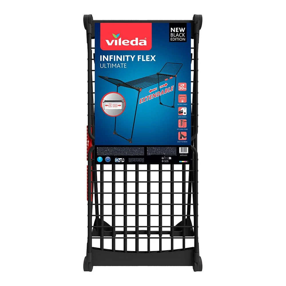 TENDEDERO INFINITY FLEX ULTIMATE EXTENSIBLE, NEGRO MATE, TENDIDO 30 m VILEDA