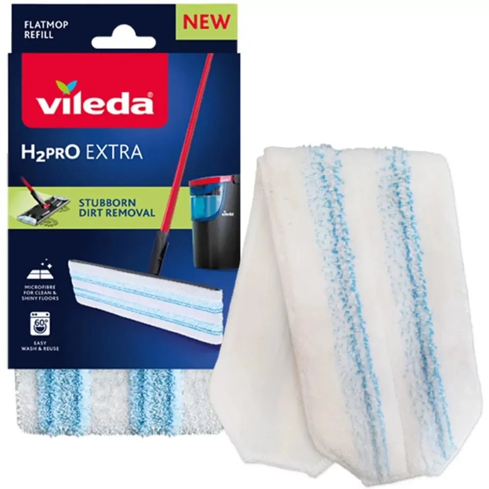 Vileda H2prO mopa plana, microfibra, lavable máquina, 175786