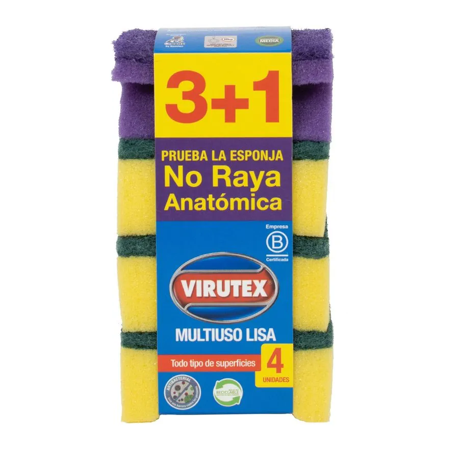 Esponja Virutex Antibacterial Multiuso 4 un