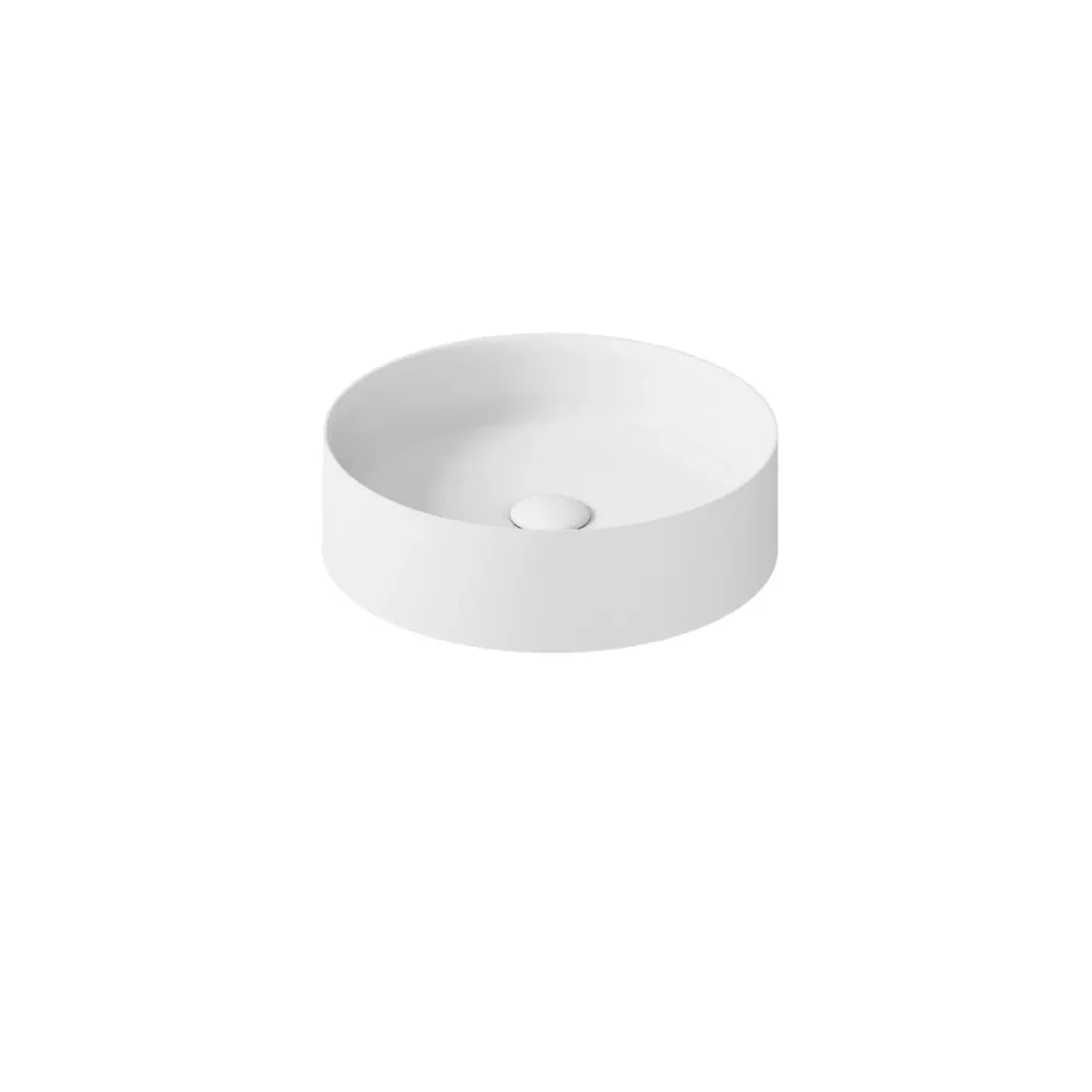 Antimanchas Lavabo redondo de apoyo diámetro 38cm serie Smart-B de Cerámica Galassia - Blanco Mate