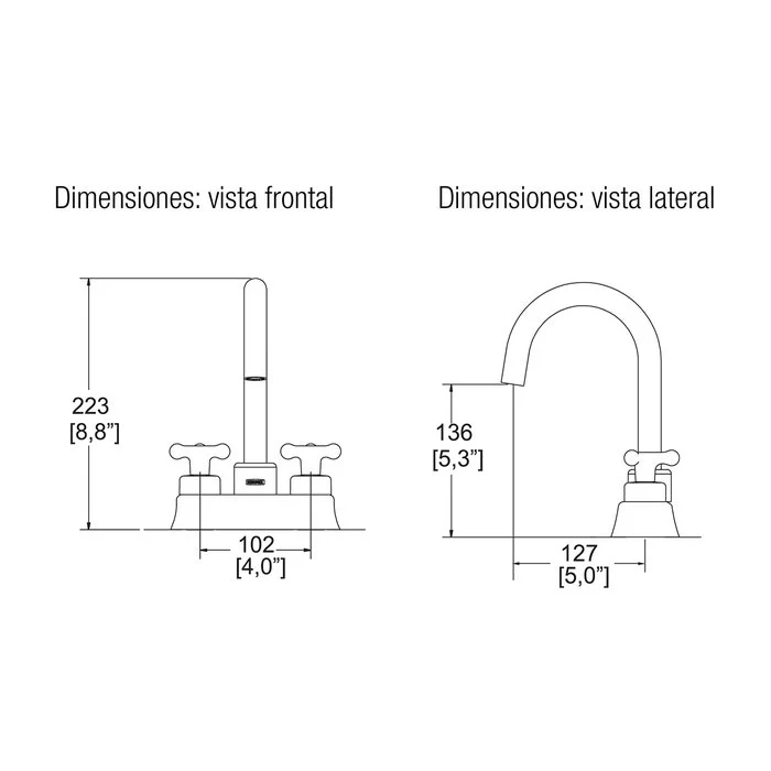 MEZCLADORA DE LAVABO 4" ATICA HM-21