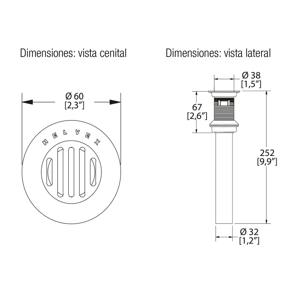 Profesional CONTRA CON REJILLA PARA LAVABO SIN REBOSADERO TH-059