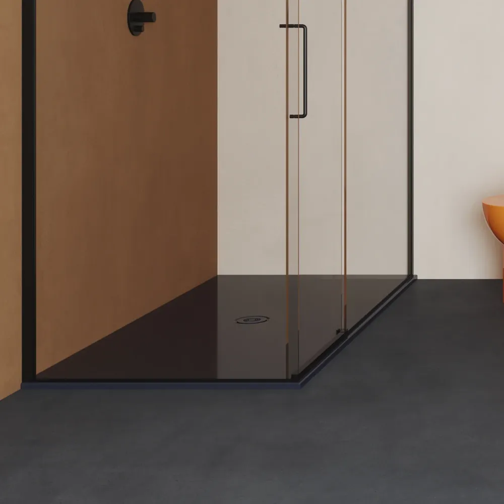 Plato de ducha rectangular de cerámica SoloDue 100x90cm negro resplandeciente Apto para Lavavajillas